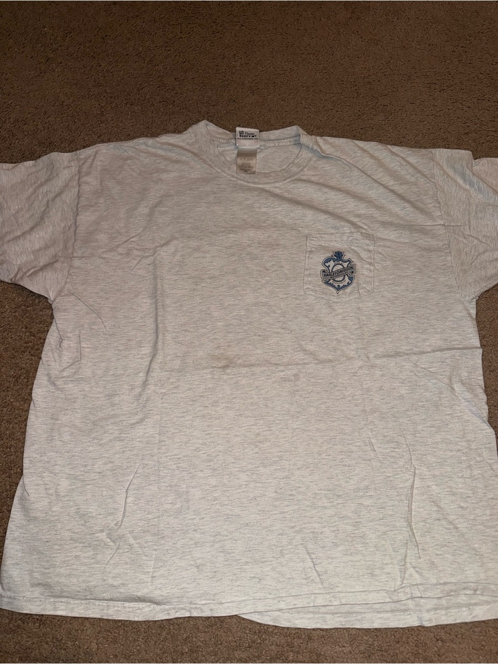 Harley Davidson Classic Pocket Tee in Light Heather Gray with Crest Detail